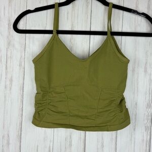 Free People Movement Olive Green Ruched Camisole Sports Bra Top
